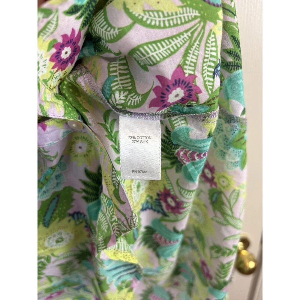 J Jill Silk Blend Light Airy Beach Summer Top Floral Oversized XL - 441 - Picture 3 of 7